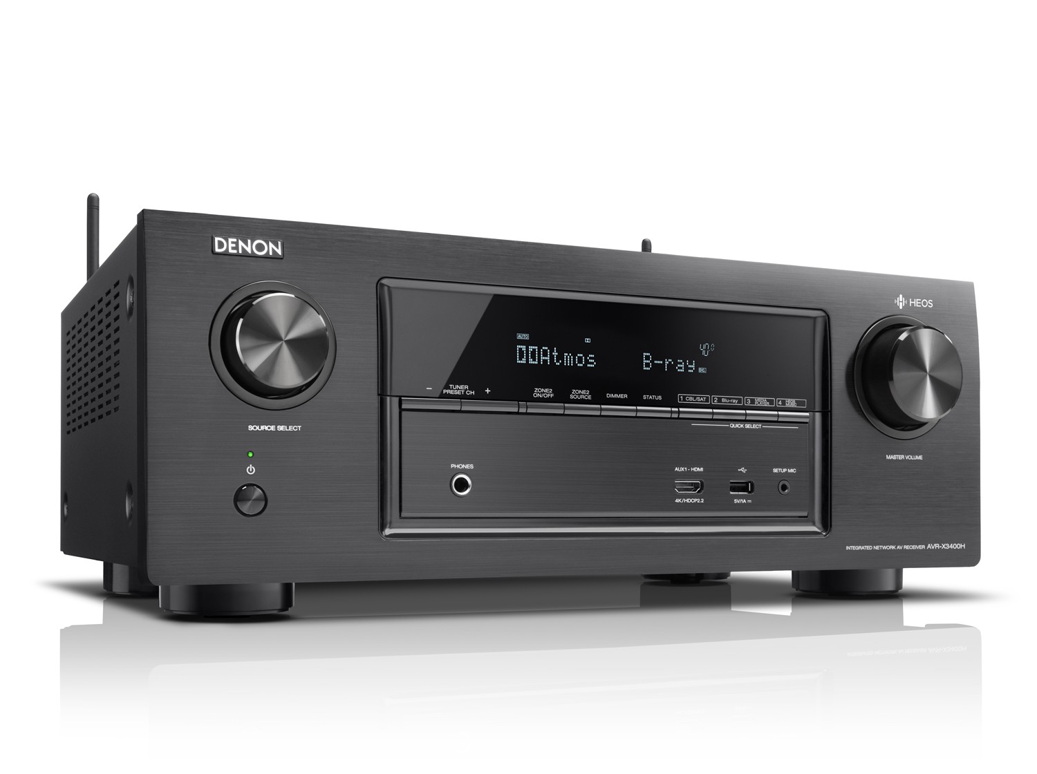 Denon AVRX3400H 7.2 channel home theatre receiver with HEOS Home